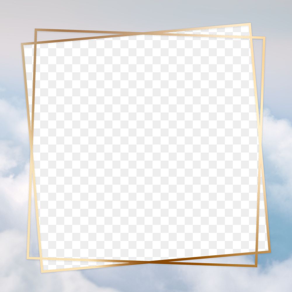 Gold frame png on blue sky with cloud