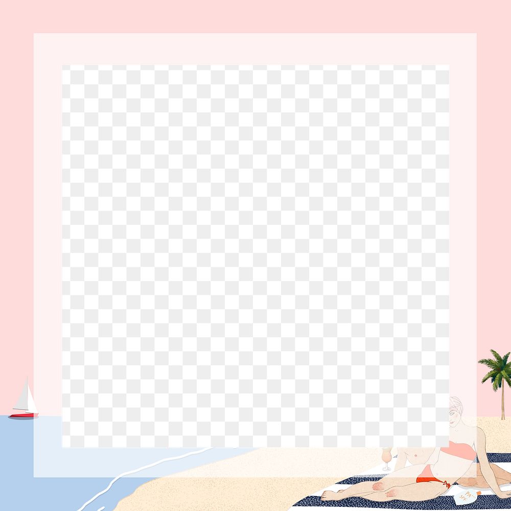  Frame png with people sunbathing, remixed from artworks by George Barbier