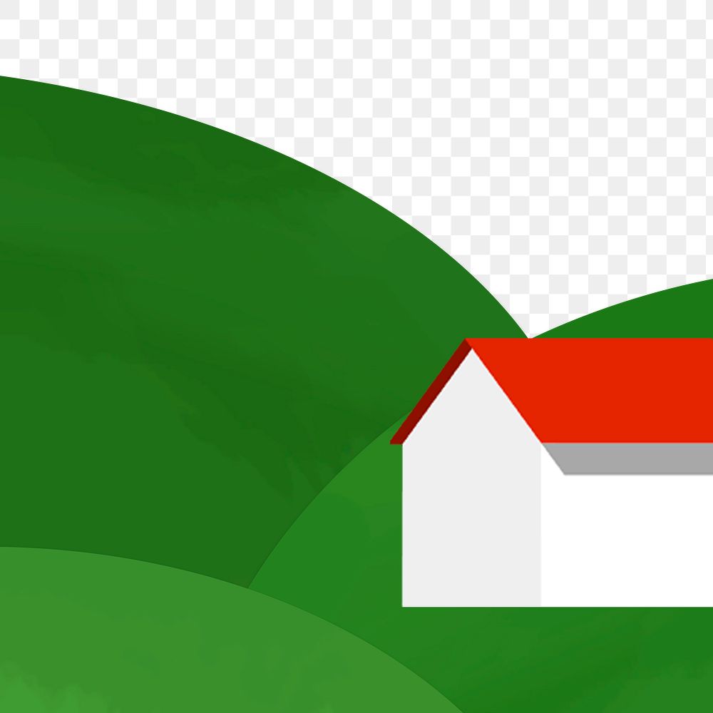 Home png on a hill on transparent background