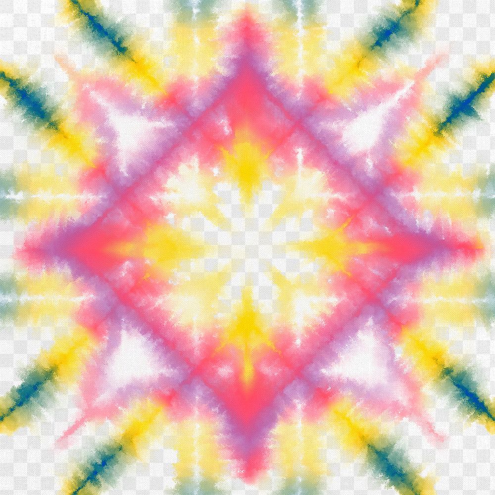 Tie dye png colorful pattern on transparent background
