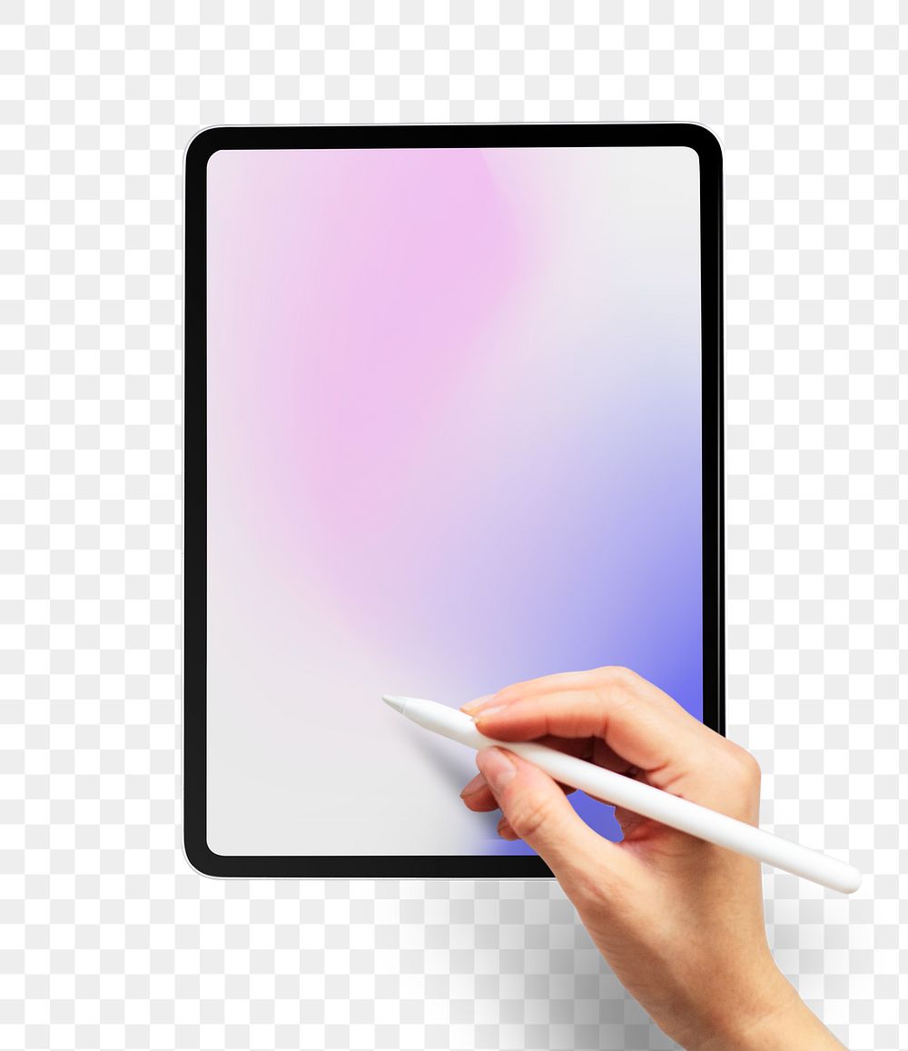 Png transparent tablet screen mockup with smart pen