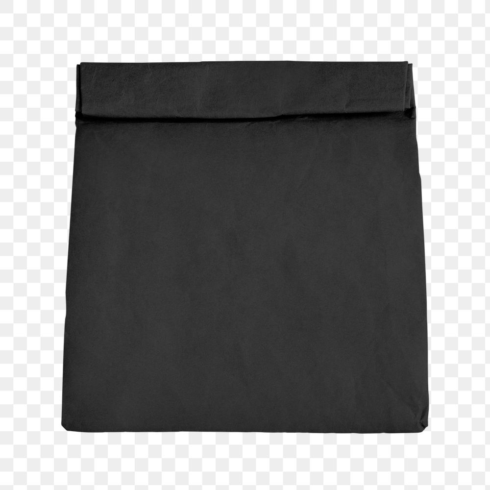 Png black folded bag mockup on transparent background