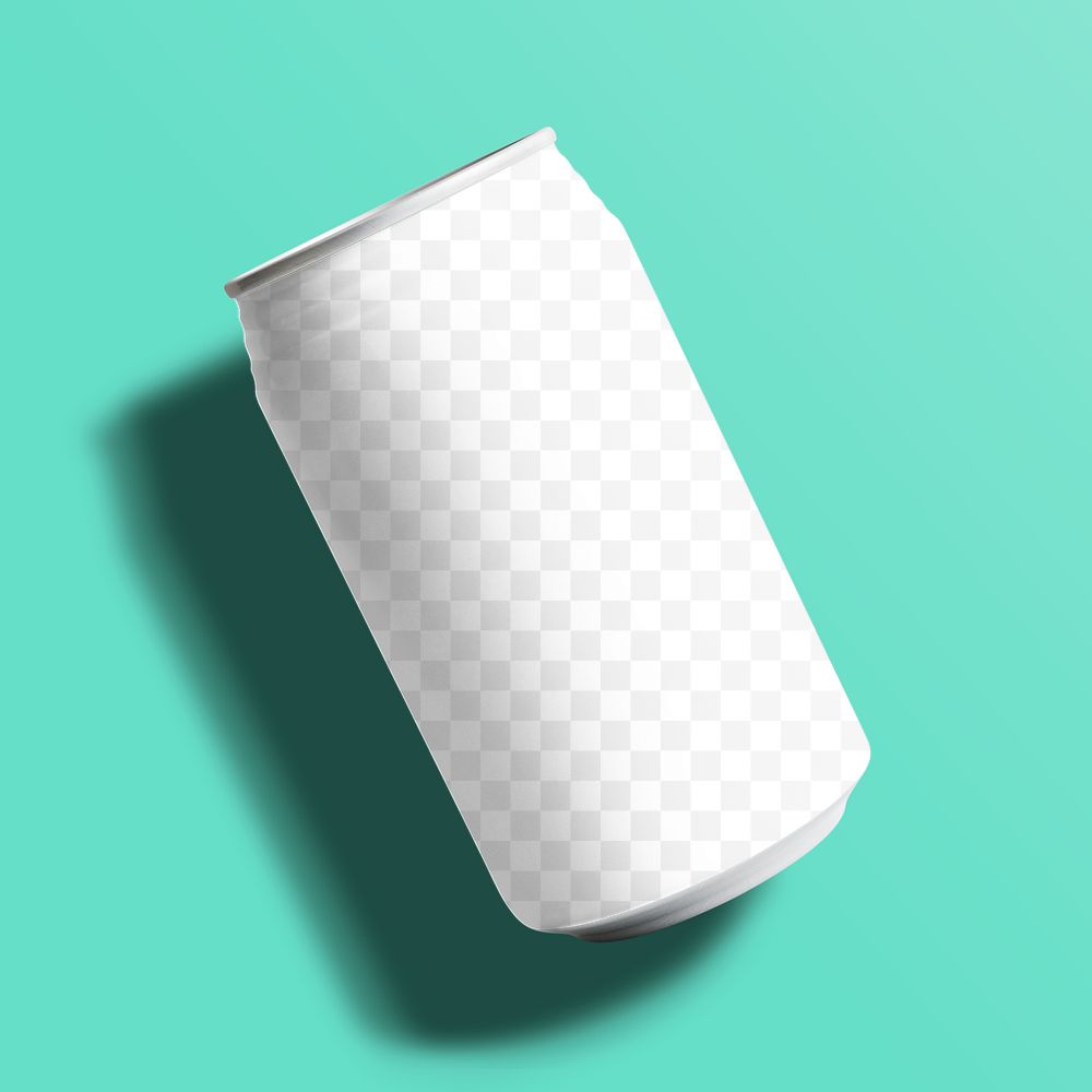 Png blank can mockup flat lay on green background