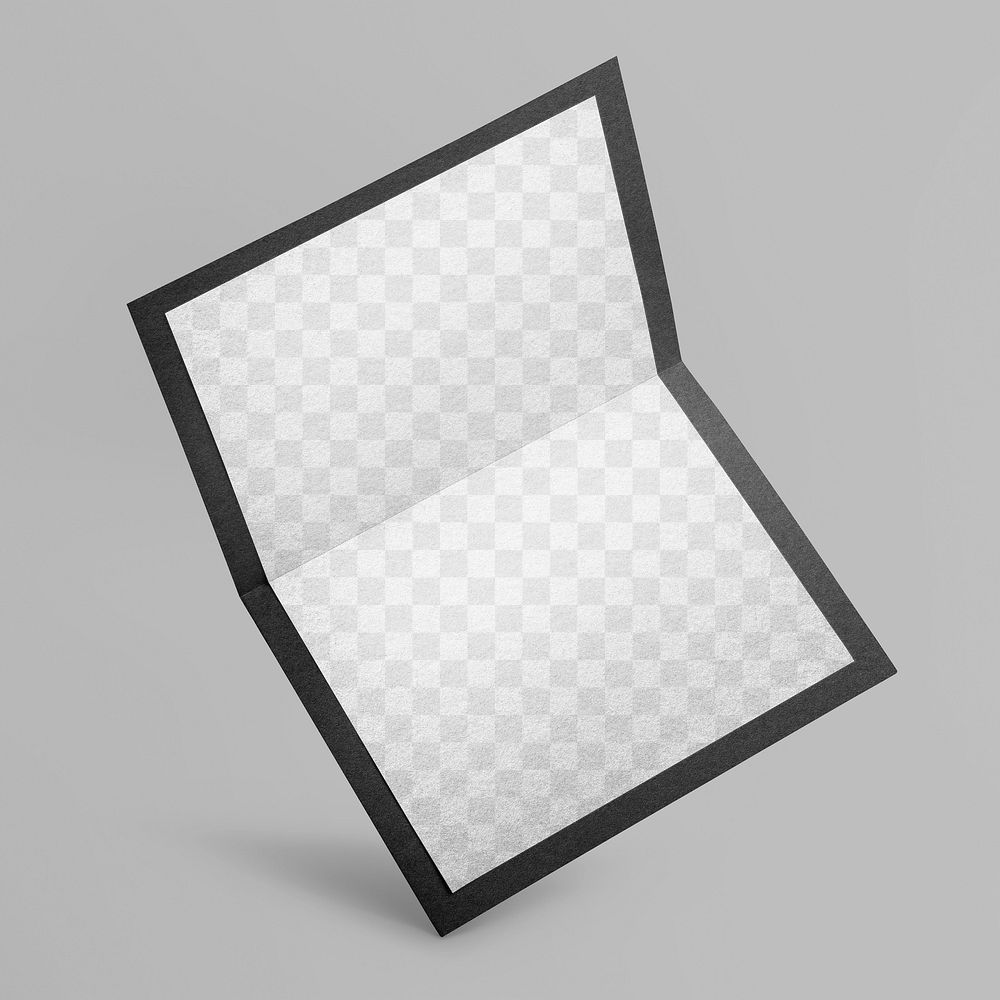 Png transparent paper card mockup on gray background