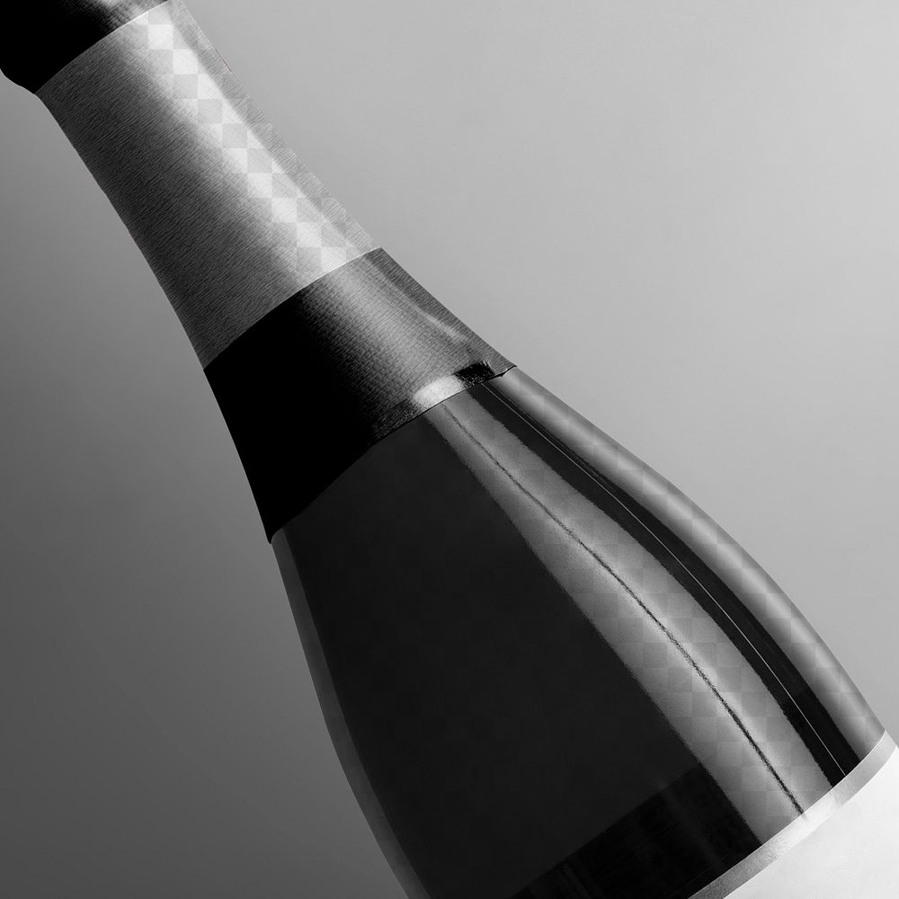 Png transparent label mockup on wine bottle