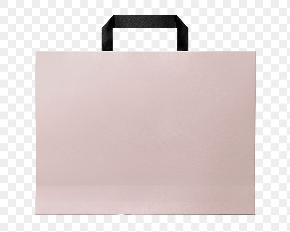Png pink paper bag mockup on transparent background