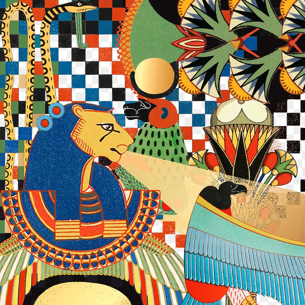 Ancient Egyptian pattern png in vintage style, remixed from public domain artworks