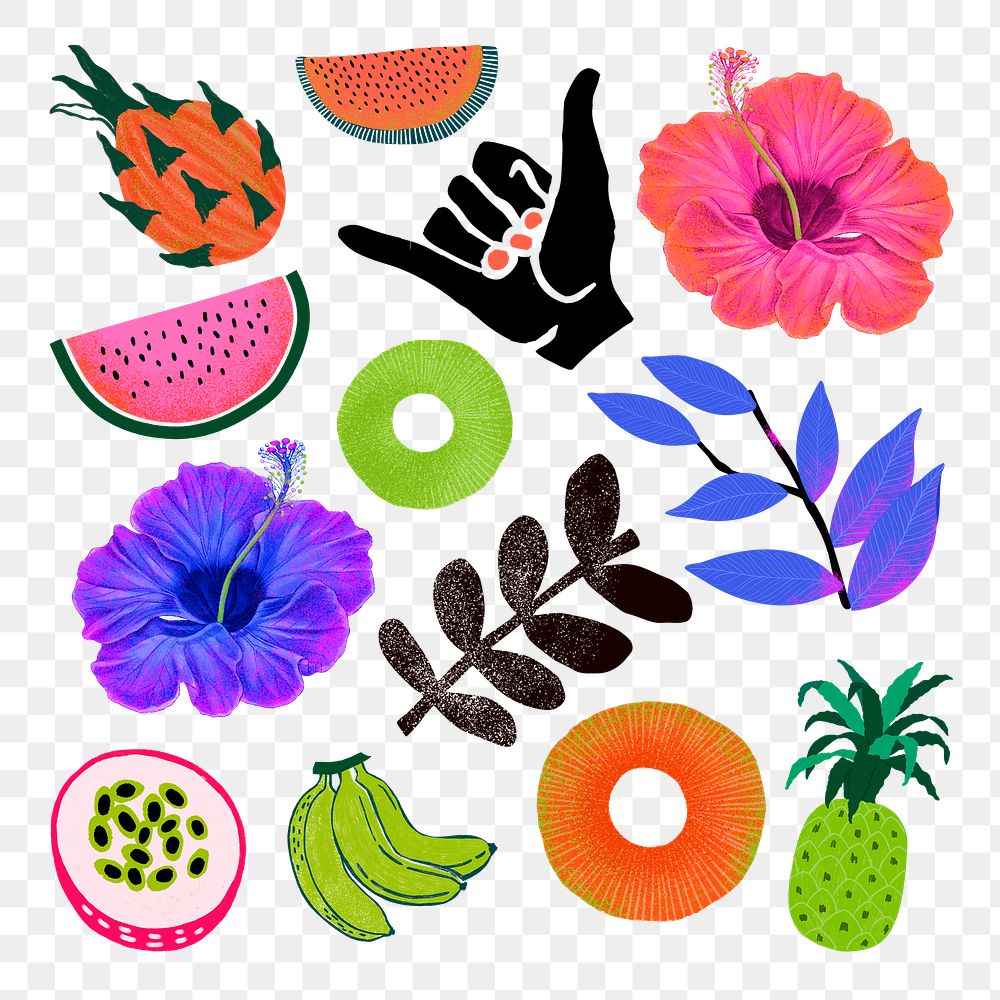 Tropical design png sticker colorful illustration