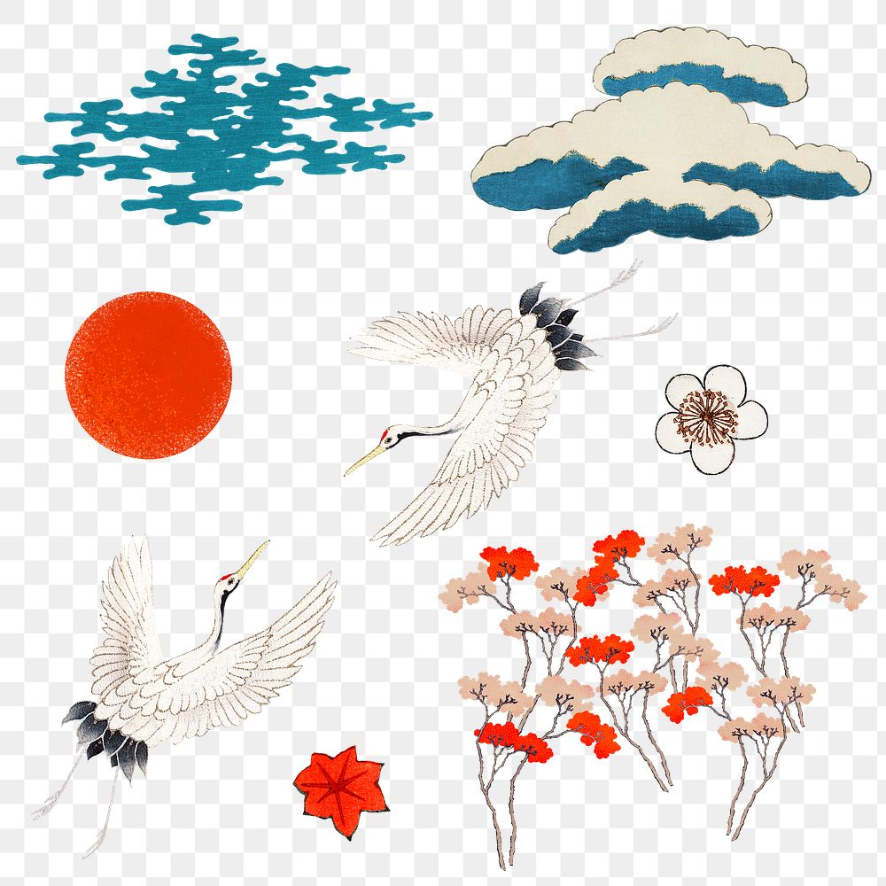 Vintage Japanese kamon ornamental png sticker set, remixed from public domain artworks