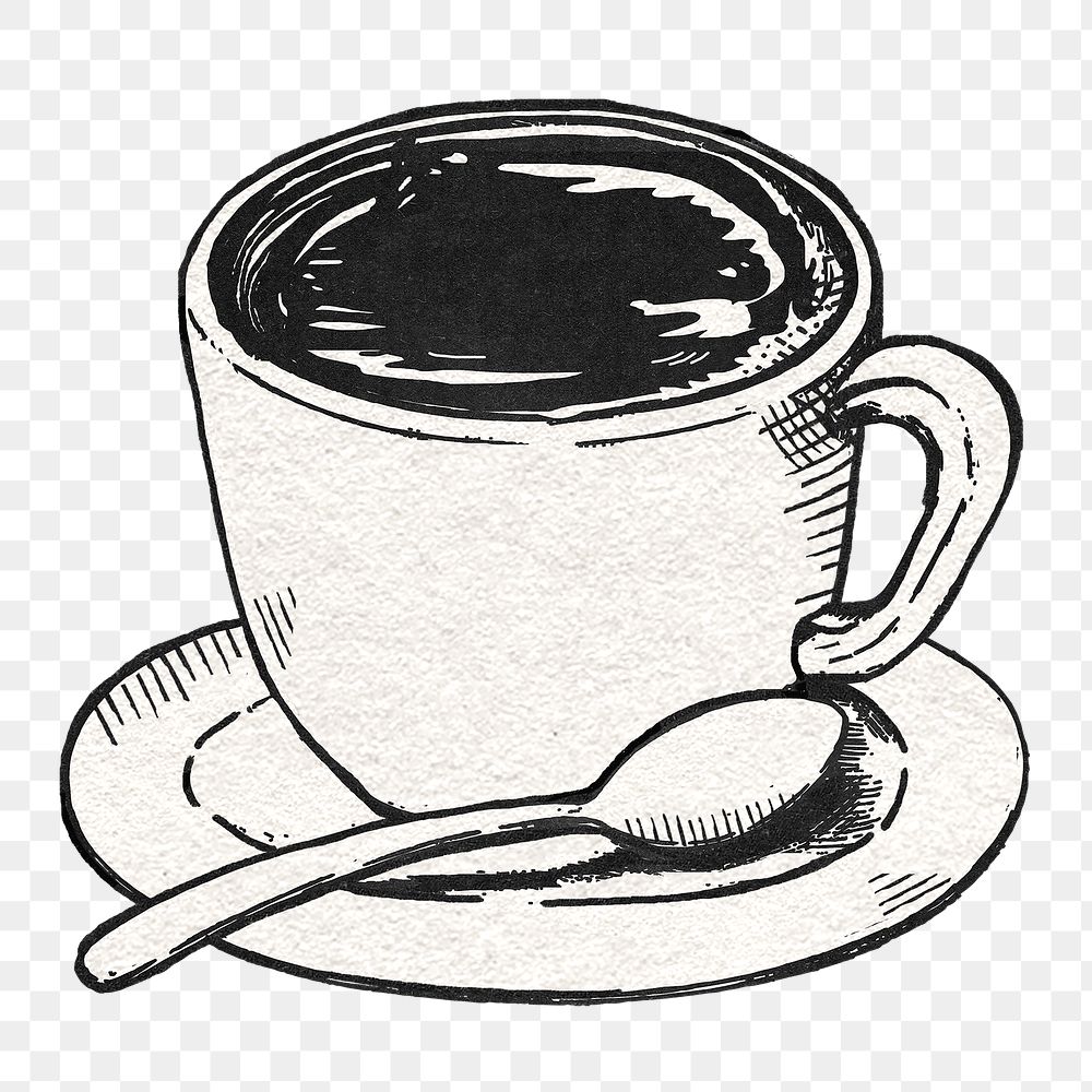 Coffee png sticker in vintage sketch