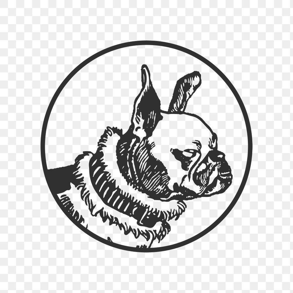 Bulldog png dog sticker, remixed from artworks by Moriz Jung
