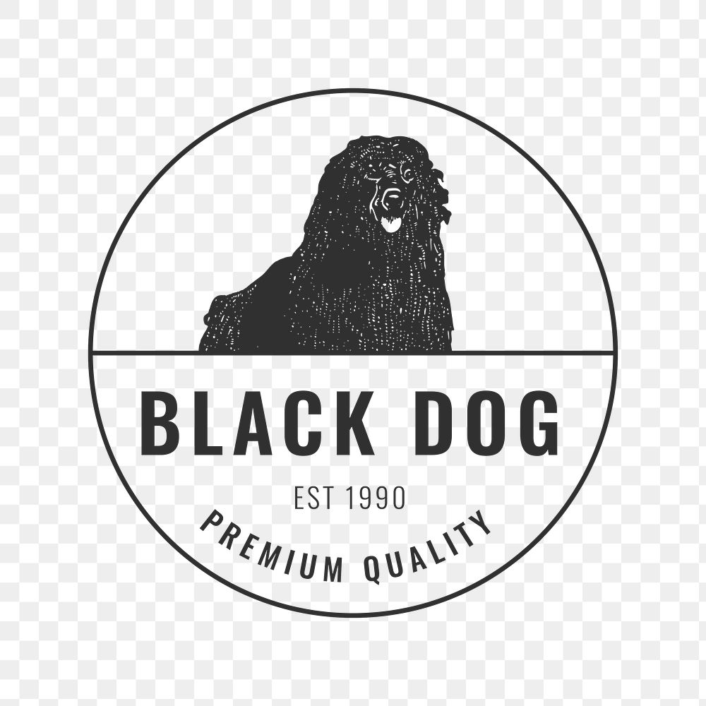 Business png minimal logo with vintage dog illustration, remixed from artworks by Moriz Jung