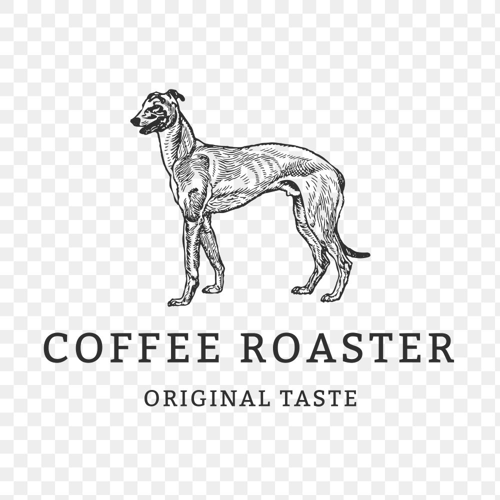 Cafe logo png in vintage dog greyhound theme, remixed from artworks by Moriz Jung