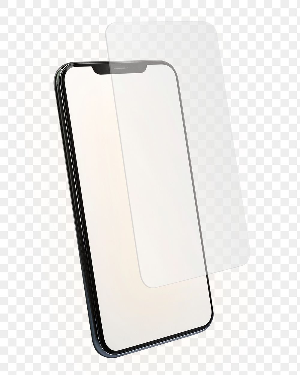 Smartphone png with screen protector on transparent background 