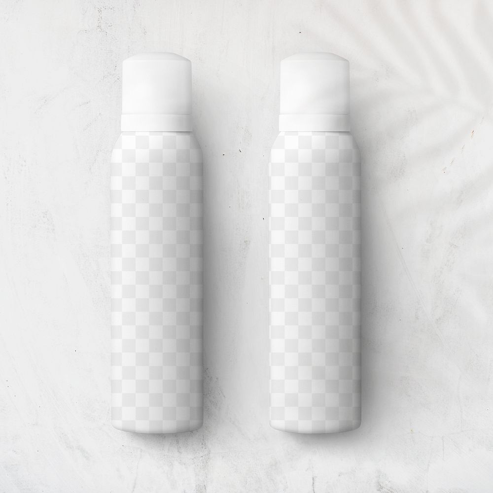 Spray bottles png transparent mockup for branding and packaging