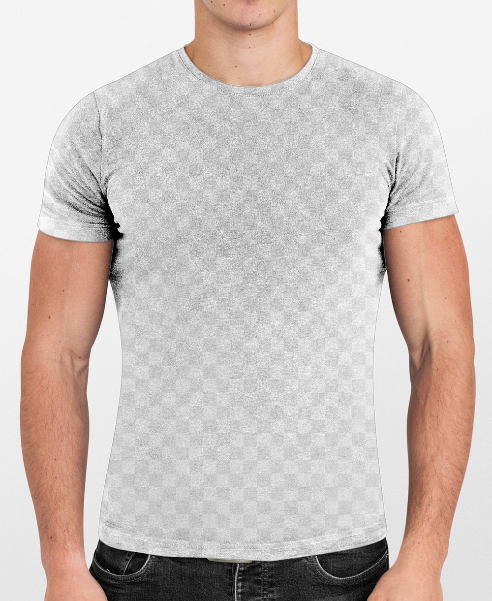 Simple t-shirt png transparent mockup worn by a man