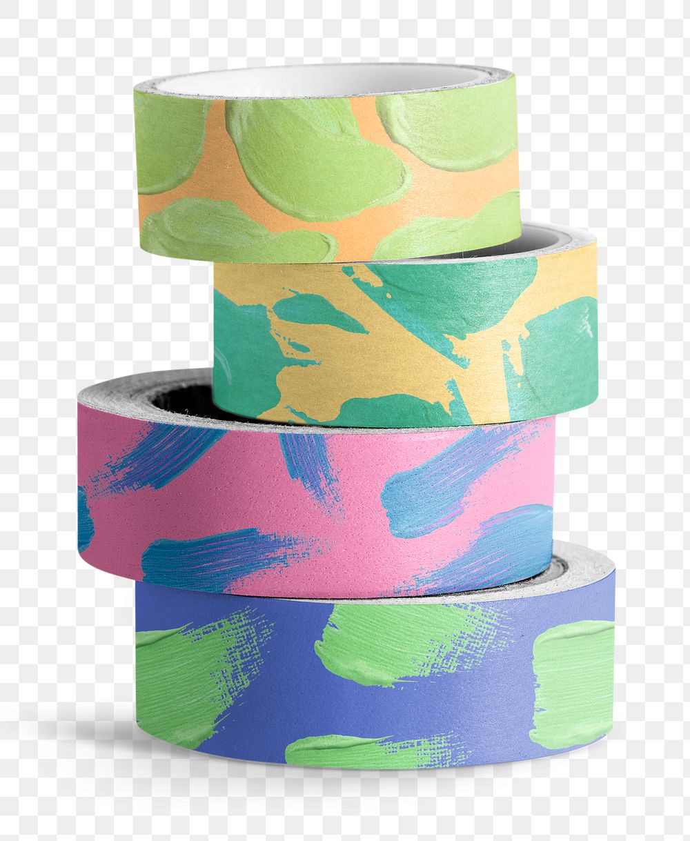 Colorful duct tape mockup png cute acrylic paint stationery