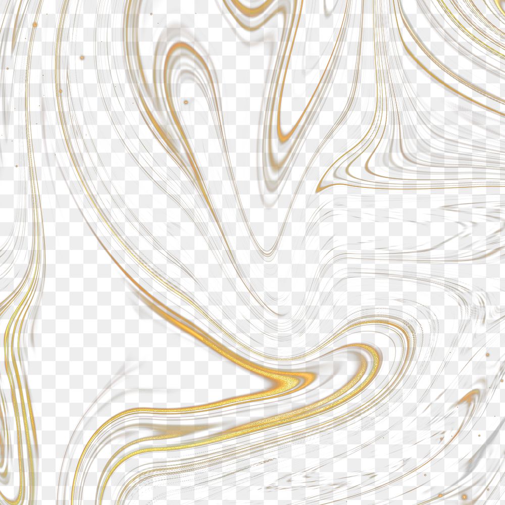 Liquid marble transparent background png in gold tone