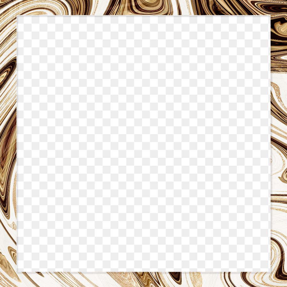 Fluid art frame png in gold tone