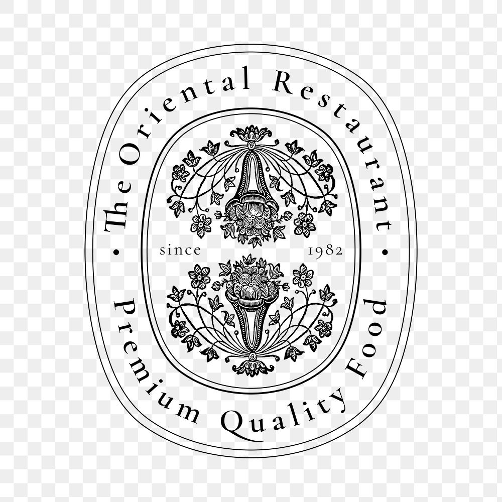 Aesthetic badge png for restaurant, remixed from public domain artworks 