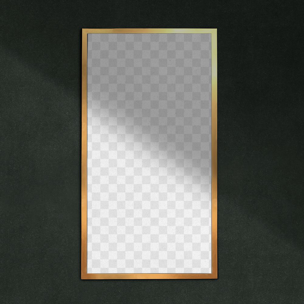 Frame png mockup in gold on the wall
