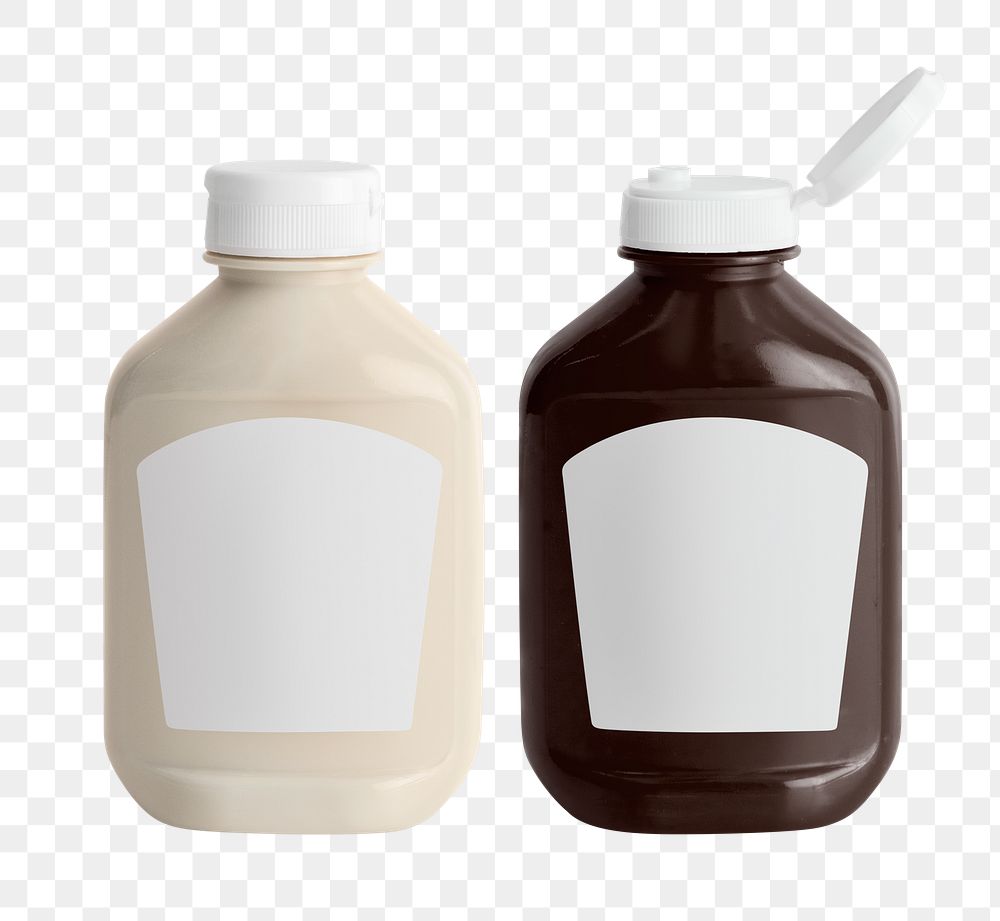 Bottle png mockup for pantry staples with label