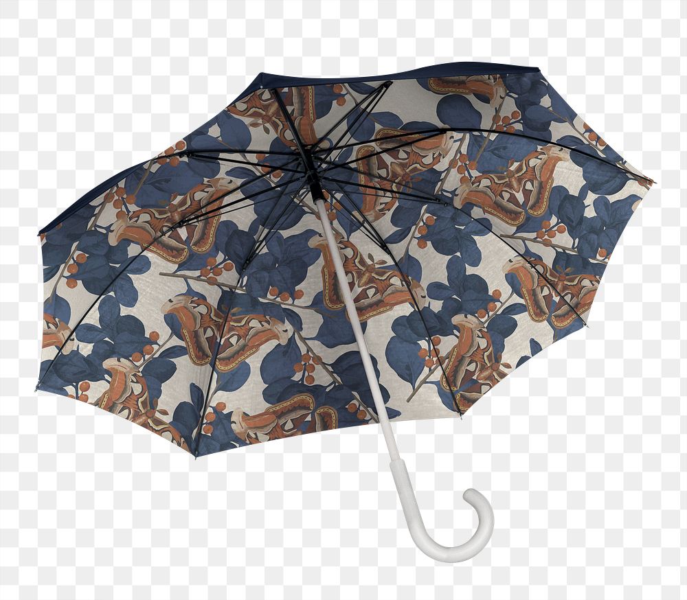 Umbrella png mockup with butterfly pattern in vintage style