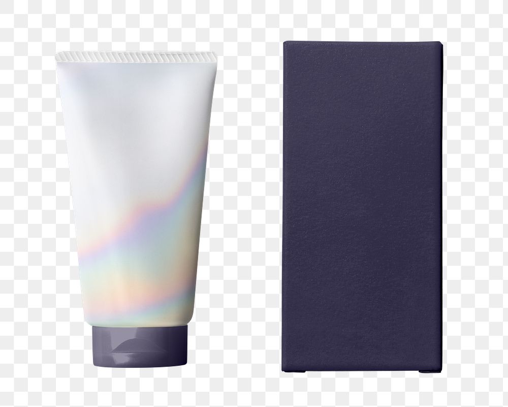 Iridescent skincare tube png, product packaging design with text space