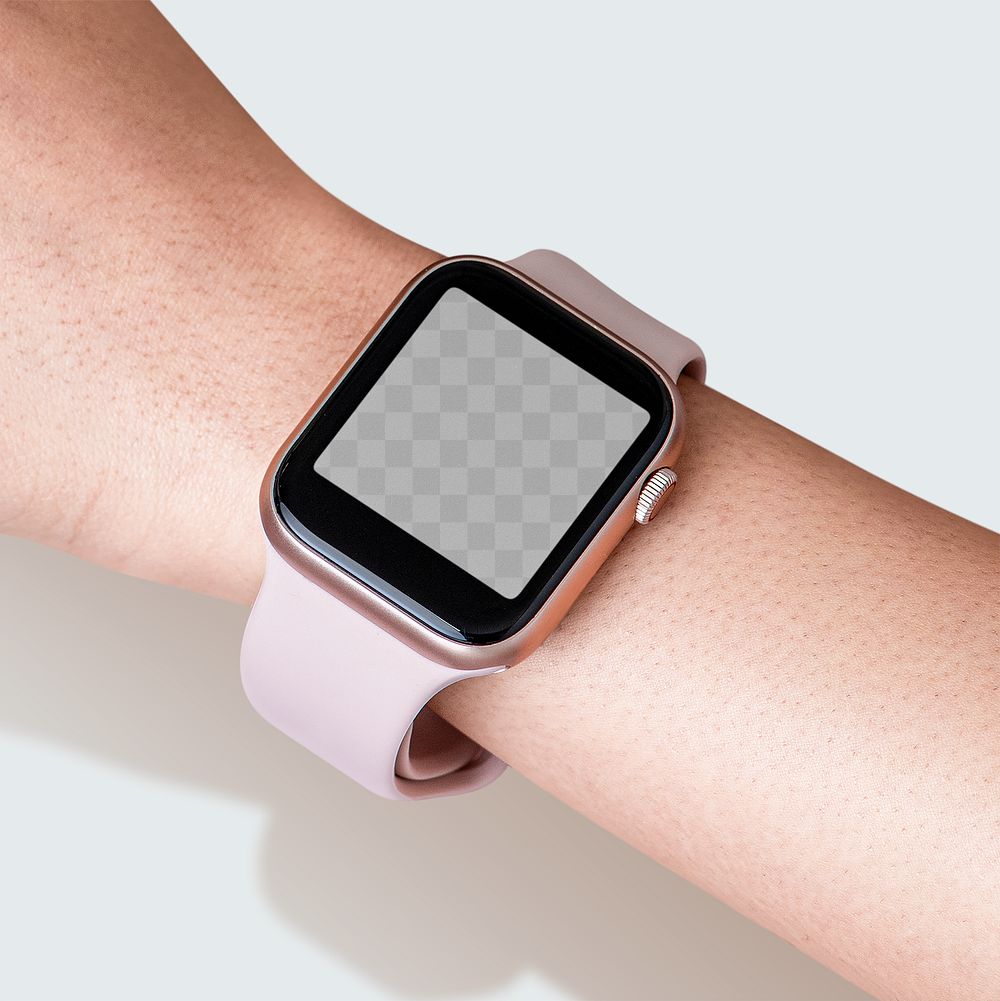 Smartwatch png screen mockup on a wrist