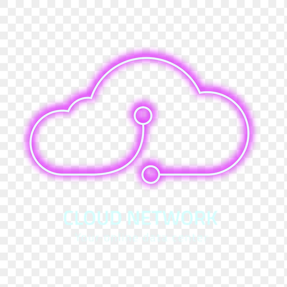 Pink neon cloud icon png design element