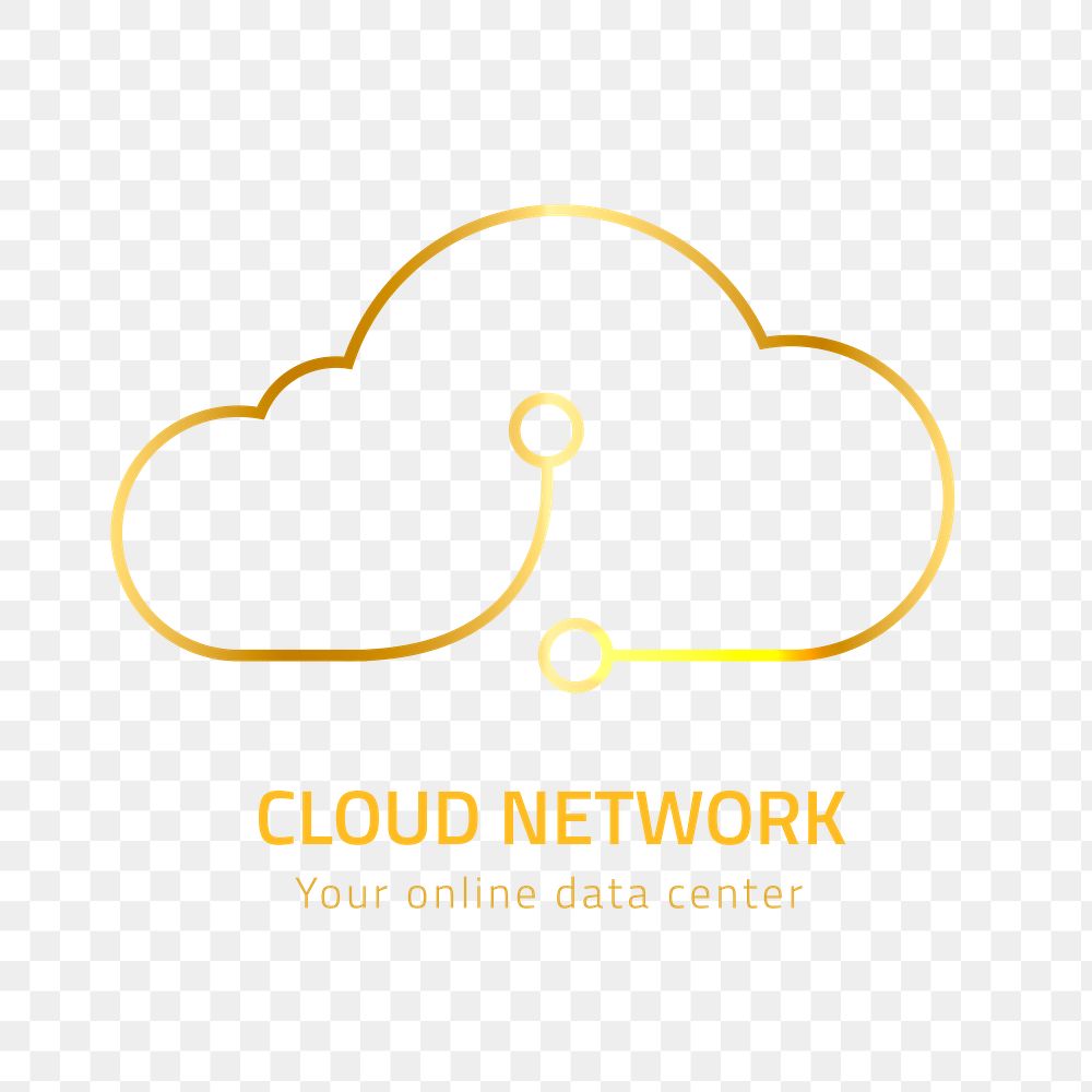 Gold neon cloud logo png design element