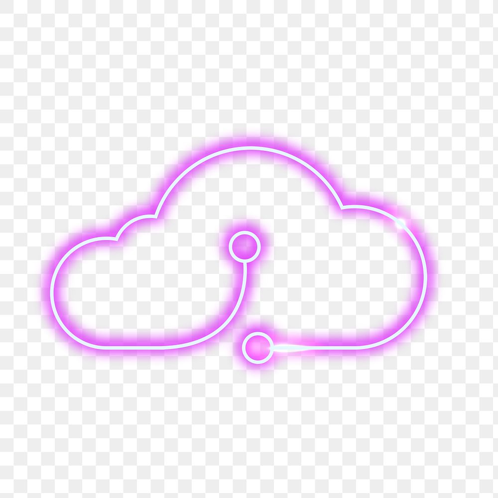 Pink neon cloud icon png design element