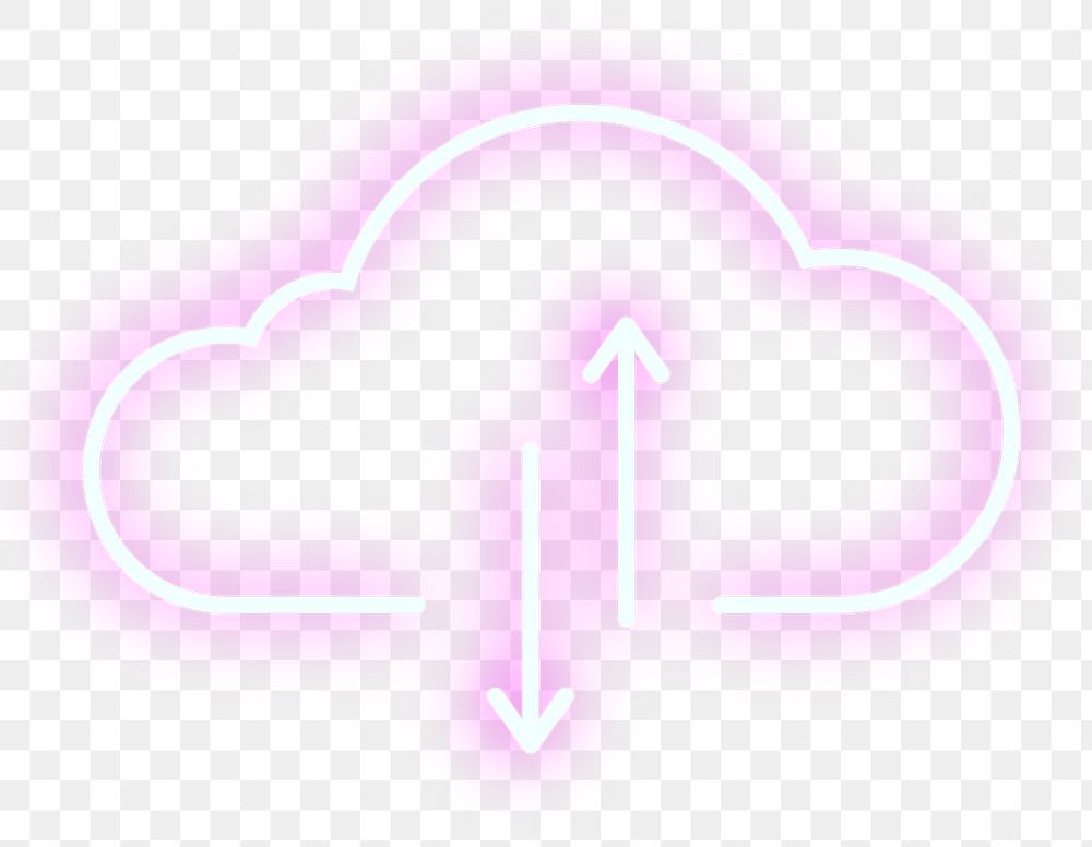 Pink neon cloud icon png design element