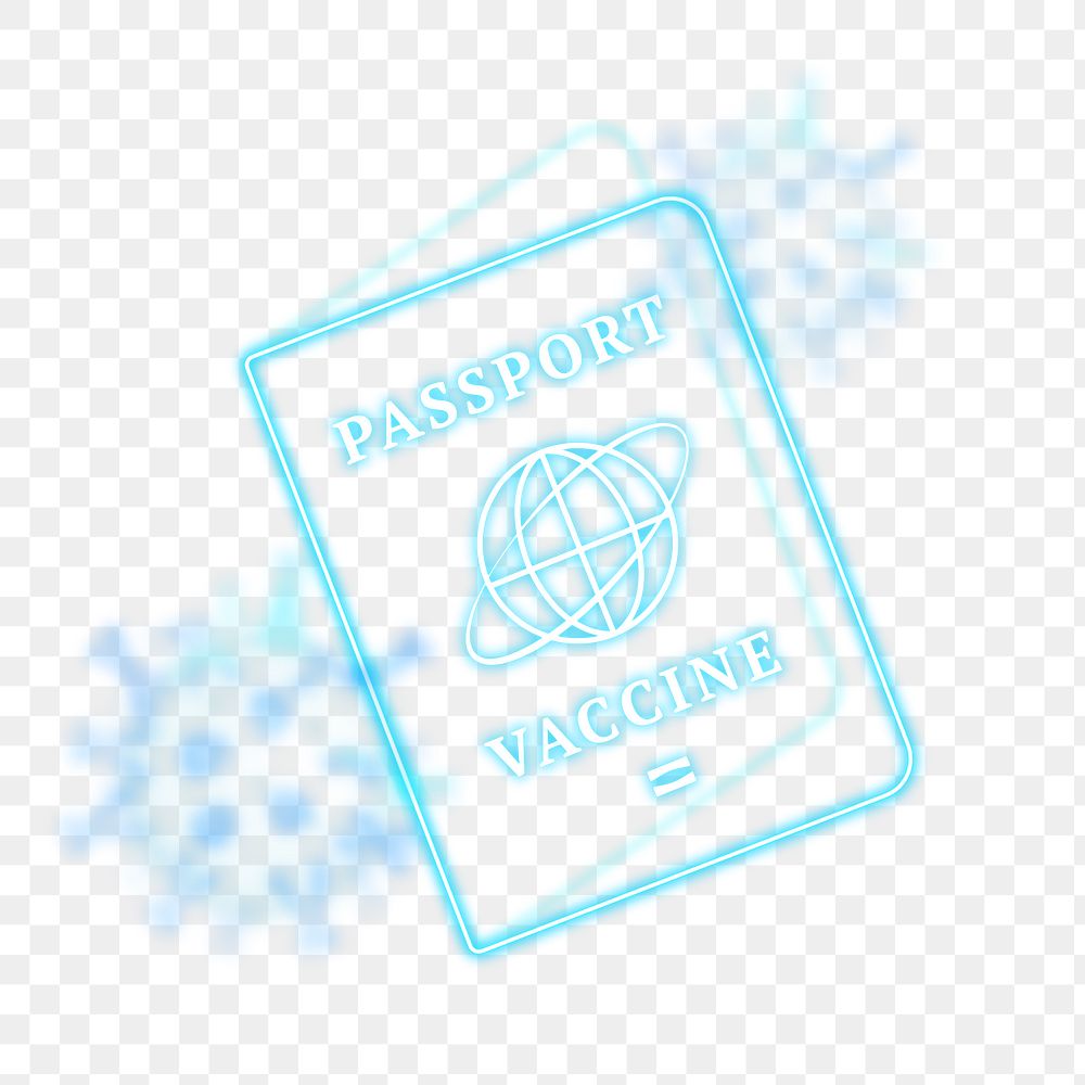Covid-19 vaccine certificate passport png blue neon graphic