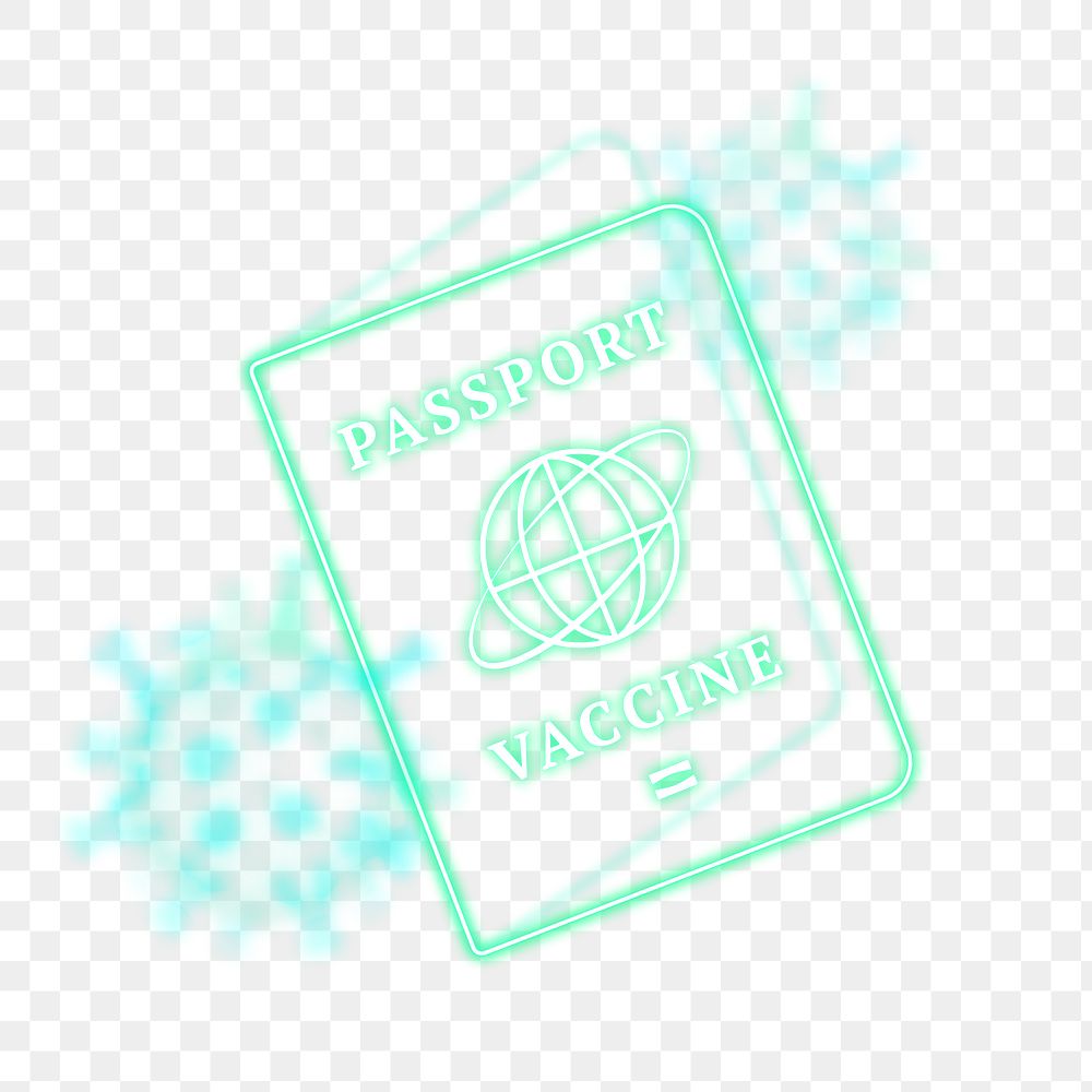 Covid-19 vaccine certificate passport png green neon graphic