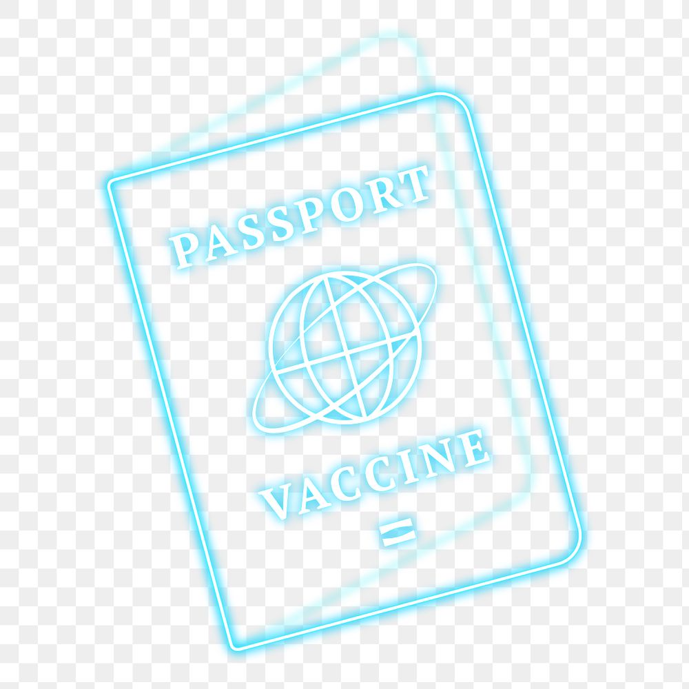 Covid-19 vaccine certificate passport png blue neon graphic