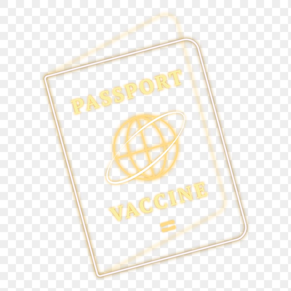 Covid-19 vaccine certificate passport png gold neon graphic