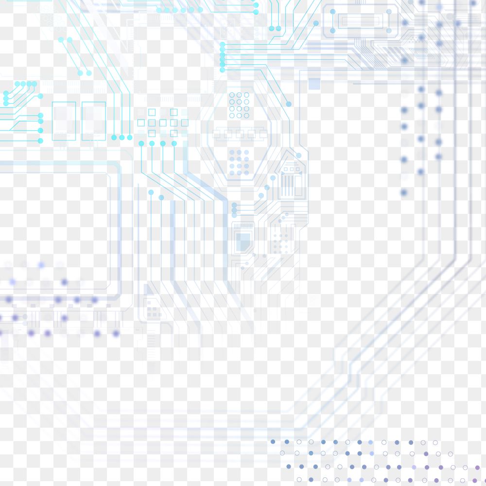 Motherboard circuit technology background png in blue