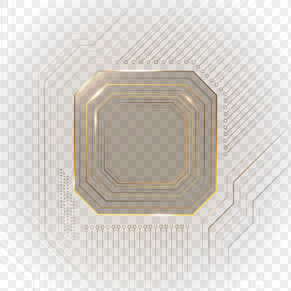 Motherboard circuit technology background png in gold