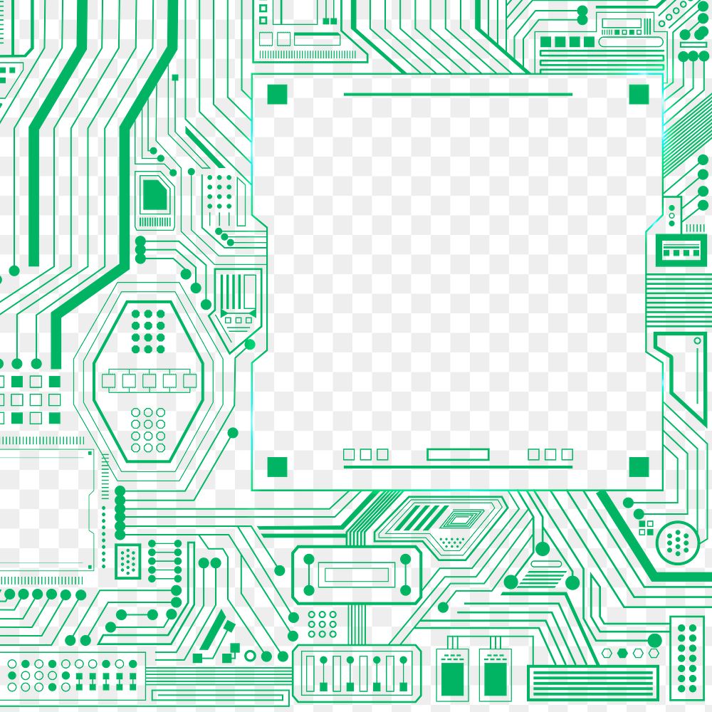 Smart microchip technology background png in gradient green