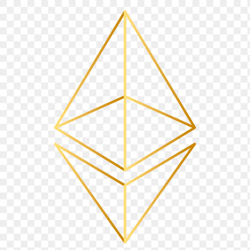 Ethereum blockchain cryptocurrency icon png in gold open-source finance concept