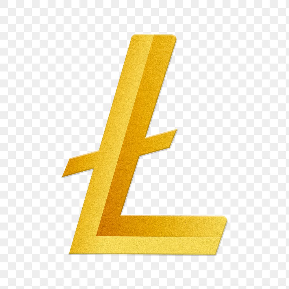Litecoin blockchain cryptocurrency icon png in gold open-source finance concept