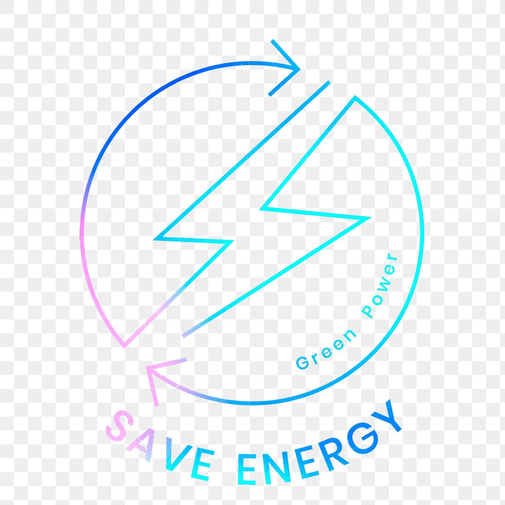 Save energy environmental logo png with green power text