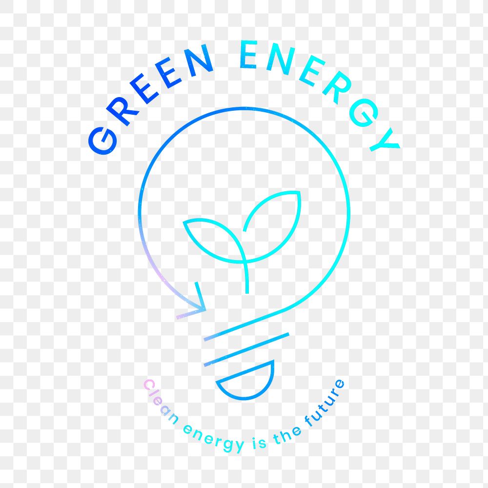 Environmental light bulb logo png with green energy text