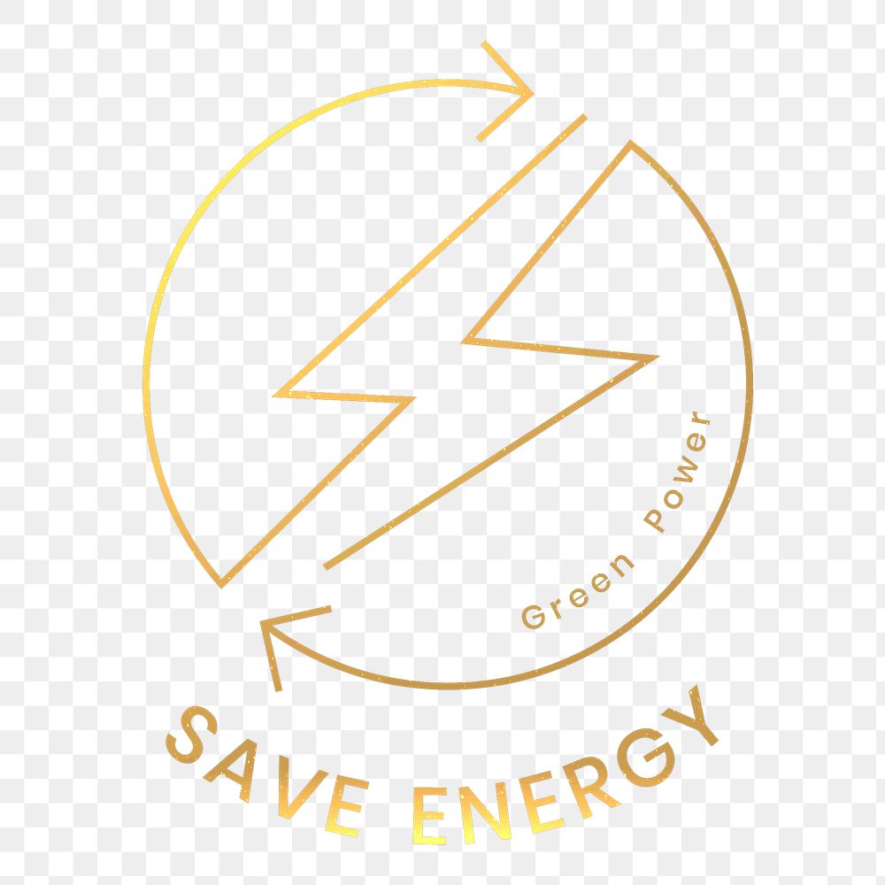 Save energy environmental logo png with green power text