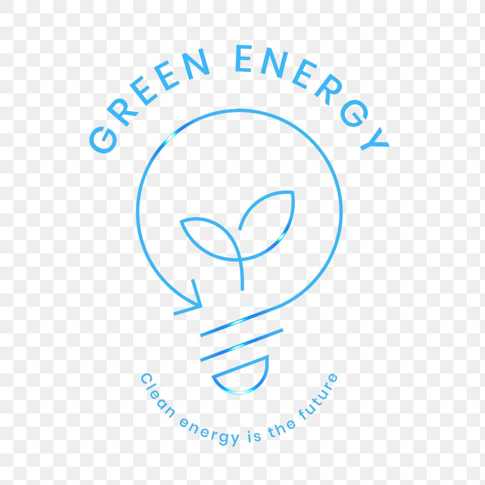 Environmental light bulb logo png with green energy text