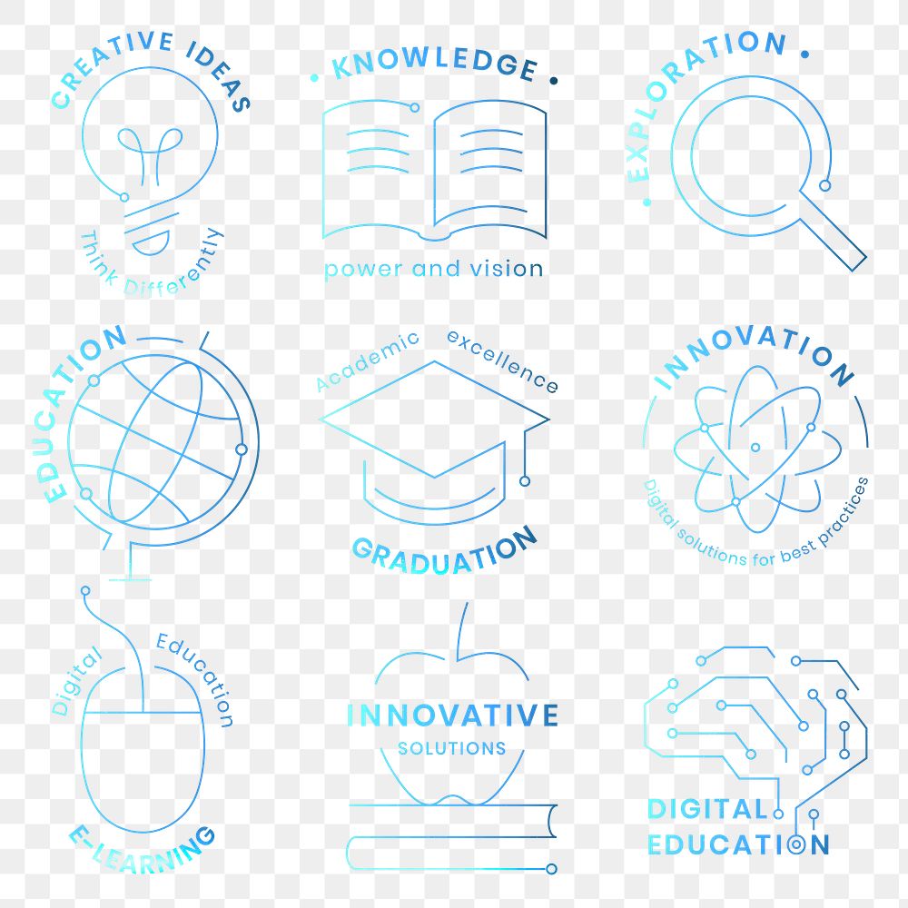 Education technology logo png in blue graphic set