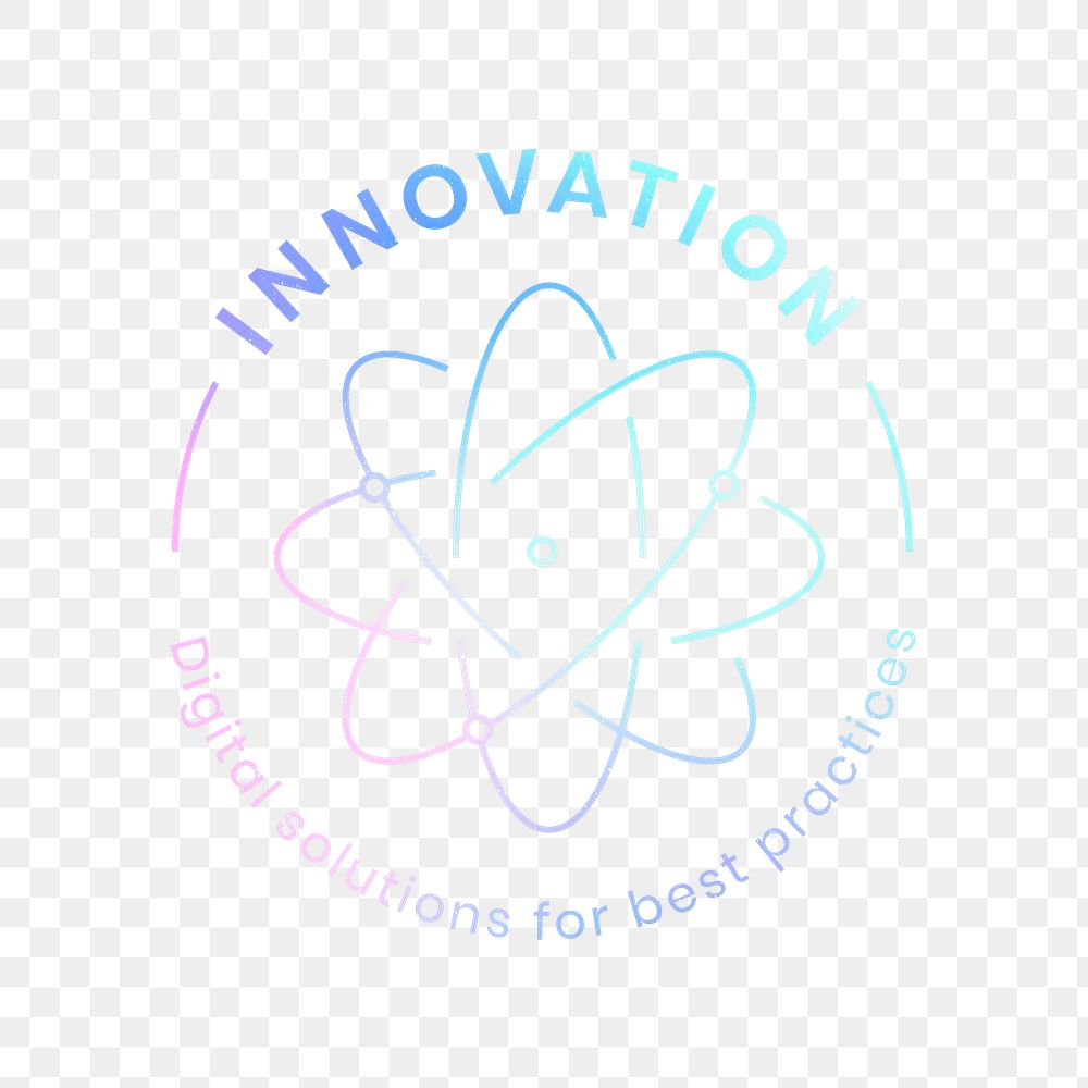 Innovation education logo png with atom science graphic