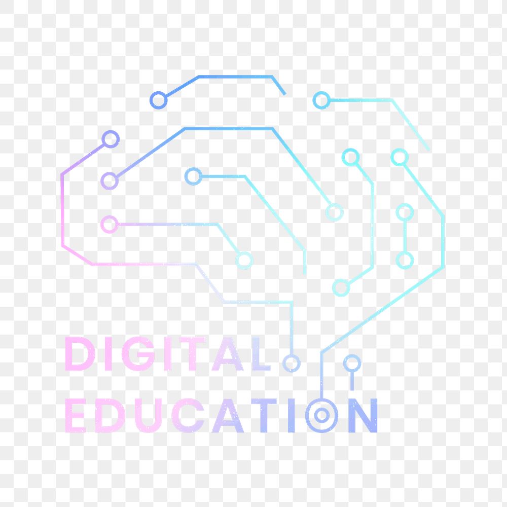 Digital education logo png with AI brain graphic