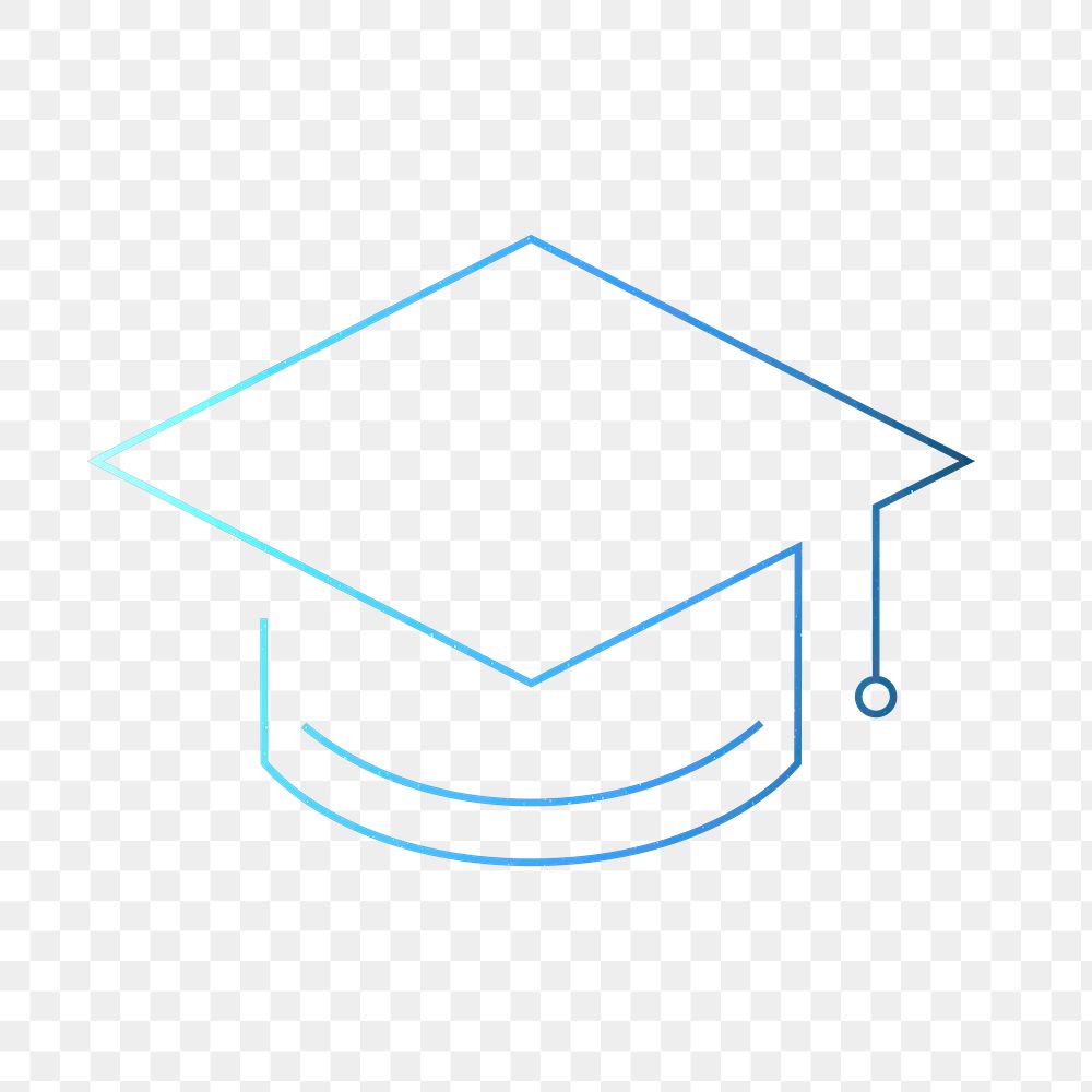 Graduation cap education icon png blue digital graphic